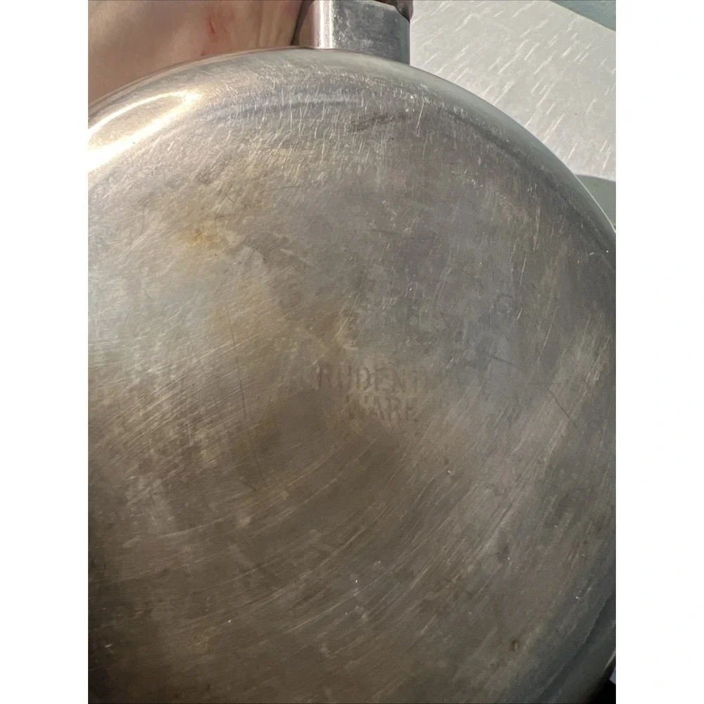7pc Prudential Ware Tri-Clad Stainless Pans Skillet Double Boiler / Steamer Lids